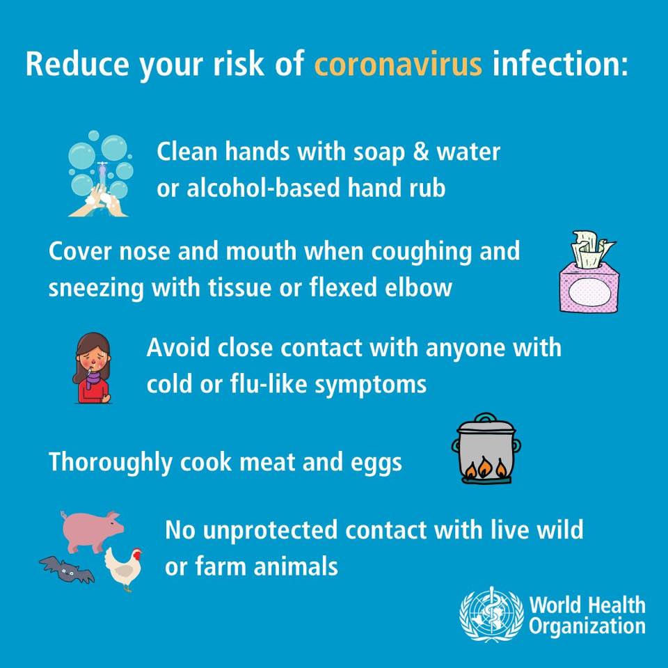 Reduce your risk of corona virus 